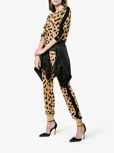 Shop Bella Freud Leopard Pattern Track Pants In Yellow & Orange