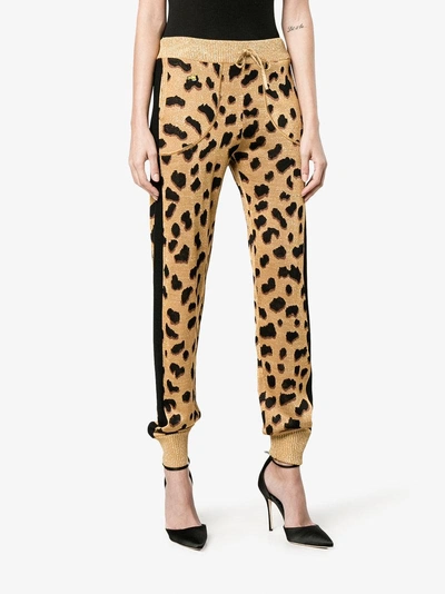 Shop Bella Freud Leopard Pattern Track Pants In Yellow & Orange