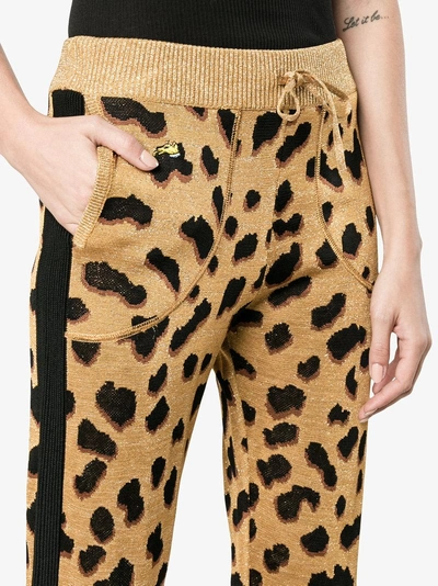 Shop Bella Freud Leopard Pattern Track Pants In Yellow & Orange