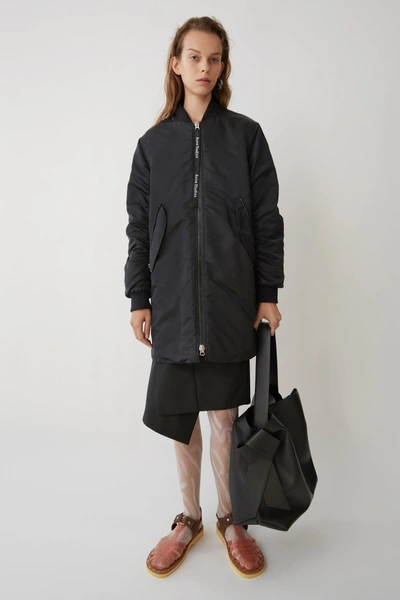 Shop Acne Studios Long Bomber Jacket Black