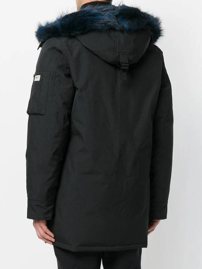 Shop Kenzo Racoon Fur Trim Hooded Coat - Black