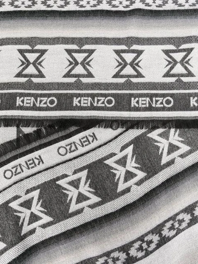 Shop Kenzo Aztec Print Scarf In Grey