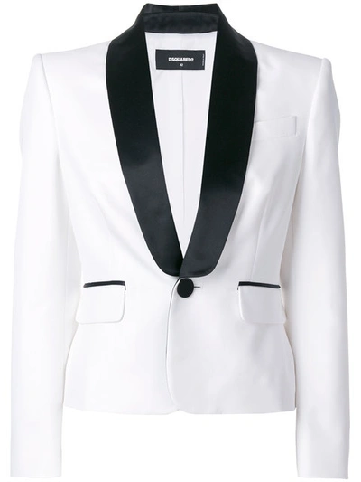 Dsquared2 Single Breasted Tuxedo & Satin Jacket In White