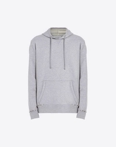 Shop Valentino Rockstud Untitled Hooded Sweatshirt Man Grey Cotton 92%, Polyamide 8% L