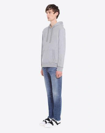 Shop Valentino Rockstud Untitled Hooded Sweatshirt Man Grey Cotton 92%, Polyamide 8% L