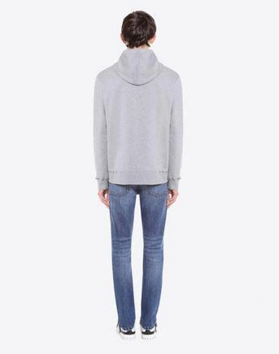 Shop Valentino Rockstud Untitled Hooded Sweatshirt Man Grey Cotton 92%, Polyamide 8% L