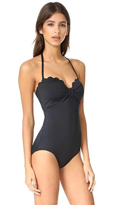 Shop Kate Spade Scalloped Bandeau One Piece In Black