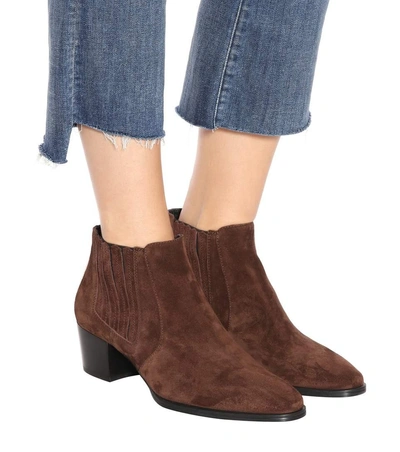 Shop Tod's Suede Ankle Boots In Brown