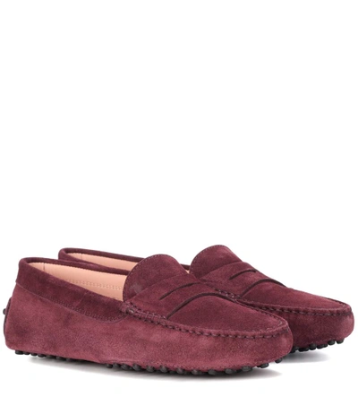 Tod's Gommino Suede Loafers In Purple