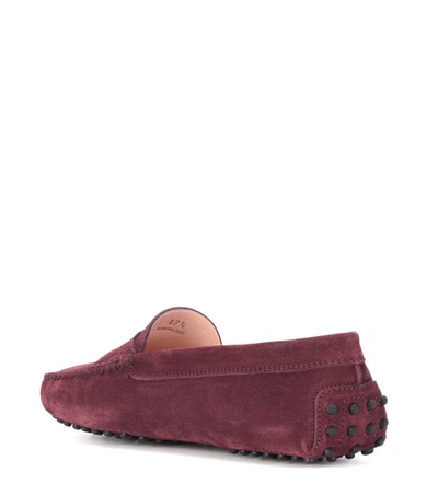 Shop Tod's Gommino Suede Loafers In Purple