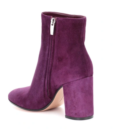 Shop Gianvito Rossi Rolling 85 Suede Ankle Boots In Purple