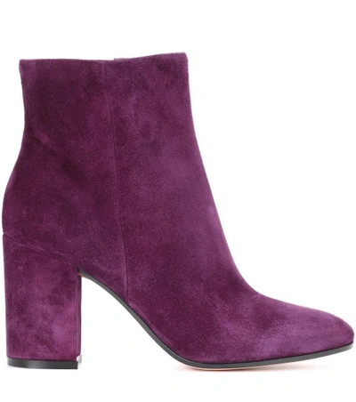 Shop Gianvito Rossi Rolling 85 Suede Ankle Boots In Purple