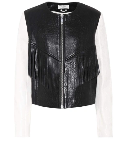 Shop Isabel Marant Étoile Kirk Embroidered Leather Jacket In Black
