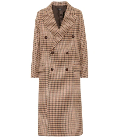 Joseph Double-breasted Checked Felt Coat In Ochre