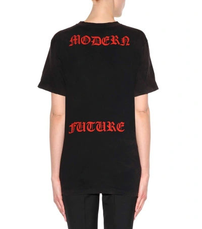 Shop Gucci Embroidered Cotton T-shirt In Black