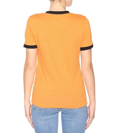 Shop Ganni Carvey Cotton-blend T-shirt In Russet Oraege