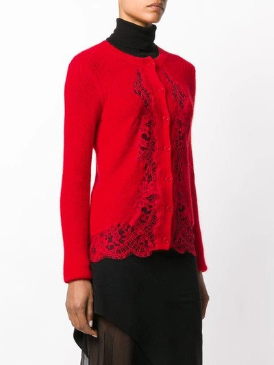 Shop Givenchy Lace Inset Cardigan - Red