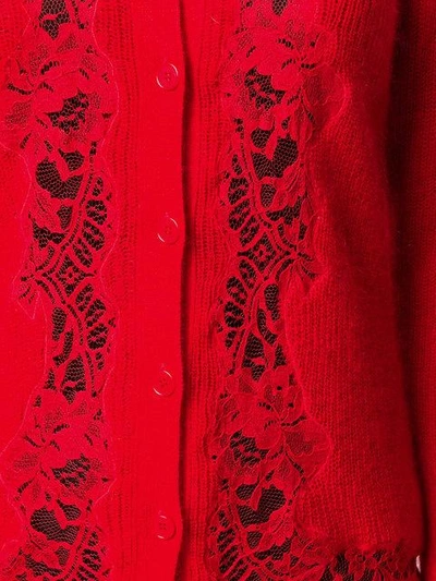 Shop Givenchy Lace Inset Cardigan - Red