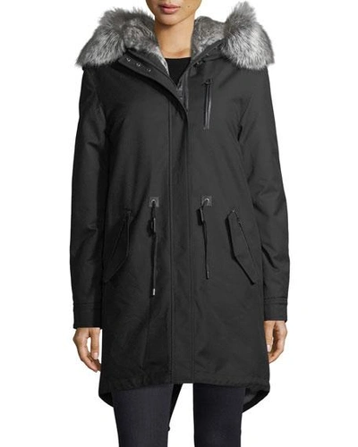 Mackage Rena-wx Zip-front Parka Jacket W/ Fox Fur In Army/natural