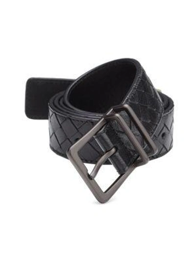 Bottega Veneta Men's Intrecciato Calf Leather Belt, Black
