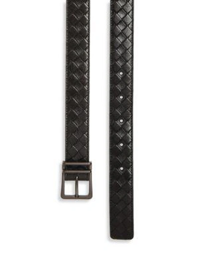 Shop Bottega Veneta Intrecciato Nappa Leather Belt In Black