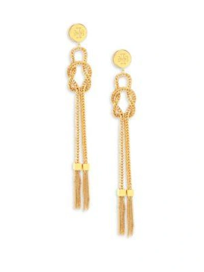 Tory Burch Chain Tassel Linear Earrings In Gold