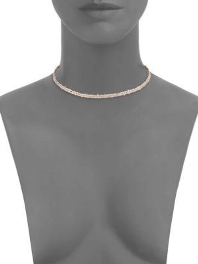 Shop Alexis Bittar Spiked Crystal Choker In Rose Gold