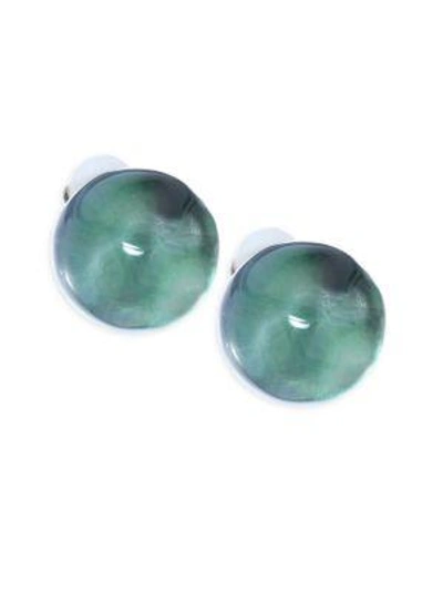Shop Alexis Bittar Lucite Button Clip-on Earrings In Turquoise