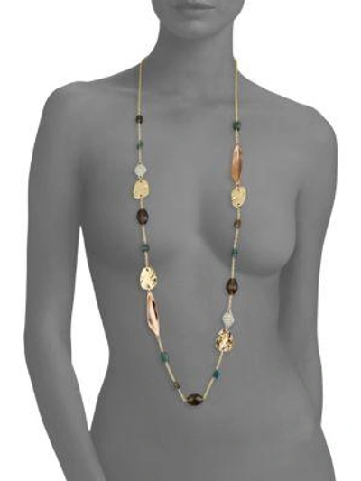 Shop Alexis Bittar Elements Beaded Smoky Quartz, Green Labradorite & Crystal Necklace/42" In Multi