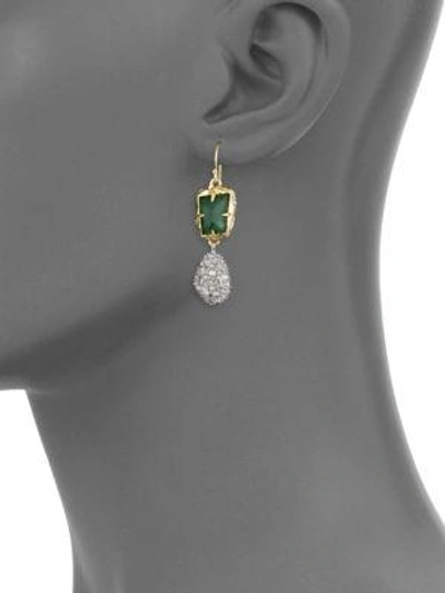 Shop Alexis Bittar Elements Green Amethyst, Pyrite Doublet & Crystal Drop Earrings In Multi