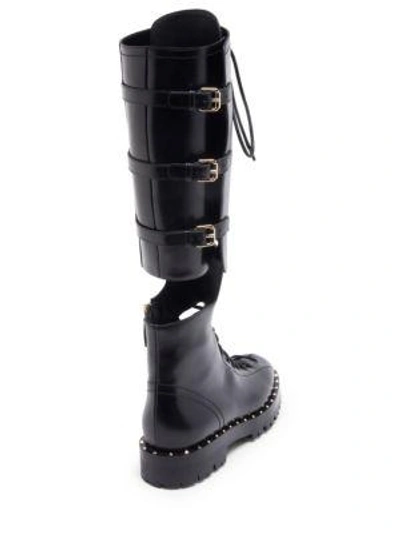 Shop Valentino Soul Rockstud Leather Boots In Black