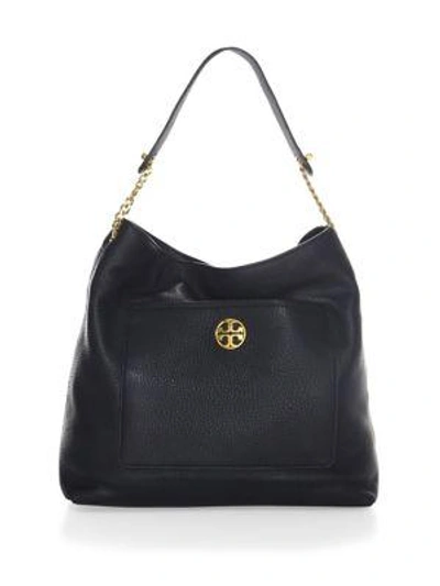 Tory Burch Chelsea Chain Leather Hobo Bag, Black In Black/gold | ModeSens