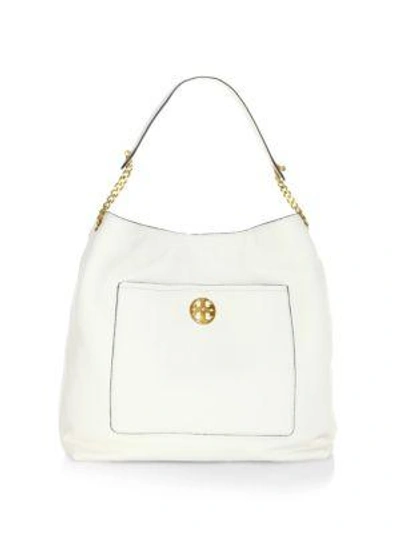 Tory Burch Chelsea Chain Leather Hobo - Ivory In New Ivory