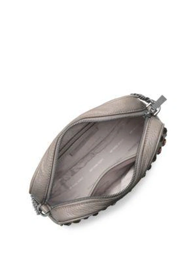 Shop Michael Michael Kors Ginny Stud Leather Crossbody Bag In Pearl Grey