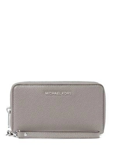 Michael Michael Kors Multi-function Flat Large Smartphone Wristlet In Pearl Gray/silver