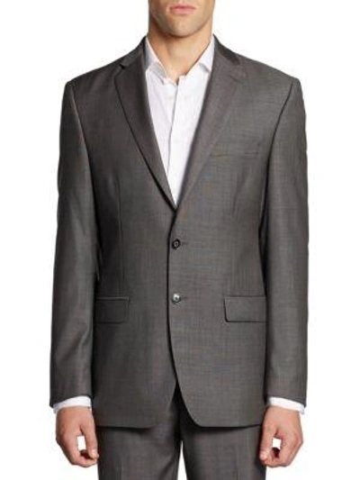 Shop Calvin Klein Neat Classic-fit Jacket In Charcoal