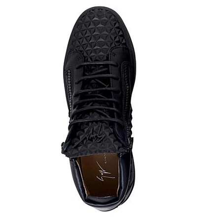 Shop Giuseppe Zanotti Pyramid-studded Leather Trainers In Black