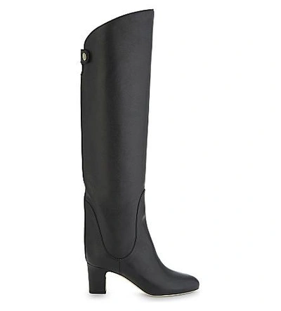 Shop Jimmy Choo Minerva 65 Leather Knee-high Boots In Black