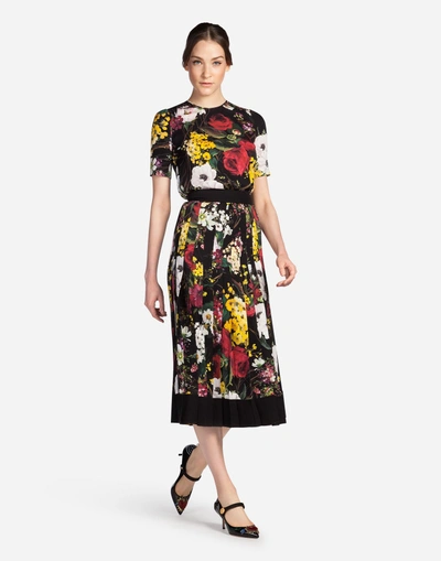Shop Dolce & Gabbana Printed Silk Skirt In Multicolor
