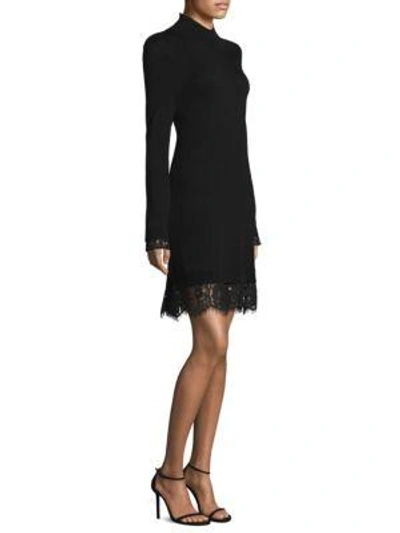 Shop Joie Fredrika Lace Hem Sweater Dress In Caviar