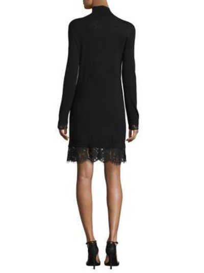 Shop Joie Fredrika Lace Hem Sweater Dress In Caviar