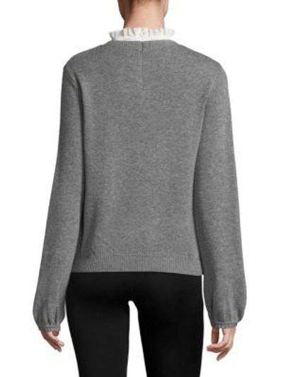 Shop Joie Affie Ruffled Neck Sweater In Heather Grey