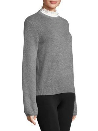 Shop Joie Affie Ruffled Neck Sweater In Heather Grey