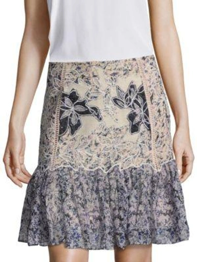Kobi Halperin Tegan Floral Fit-&-flare Skirt In Lavender