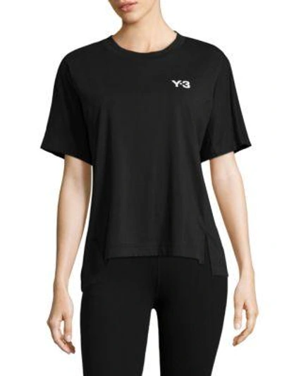 Y-3 Short Sleeve Graphic Cotton Tee In Black