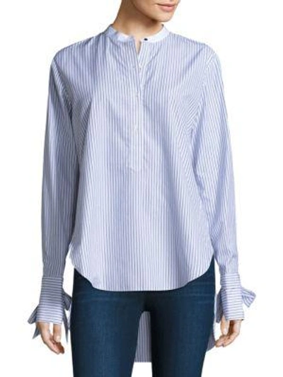 Shop Rag & Bone Dylan Cotton Collared Shirt In Blue-grey