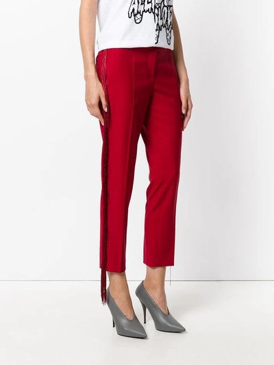 Shop Marco De Vincenzo Fringed Cropped Trousers - Red