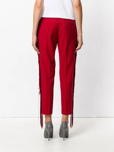 Shop Marco De Vincenzo Fringed Cropped Trousers - Red