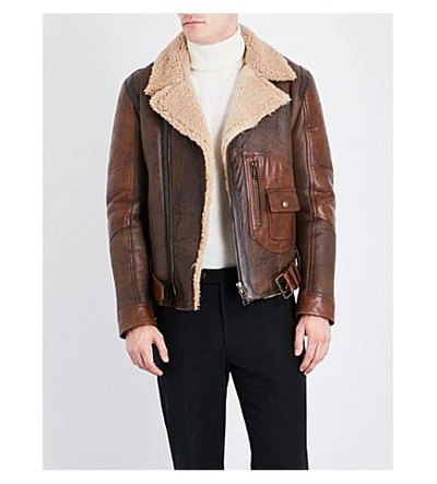 Belstaff Danescroft Leather-trimmed Shearling Jacket In Brown | ModeSens