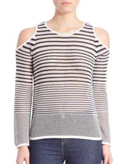 Rag & Bone Quinn Cold-shoulder Stripe Sweater In White Black